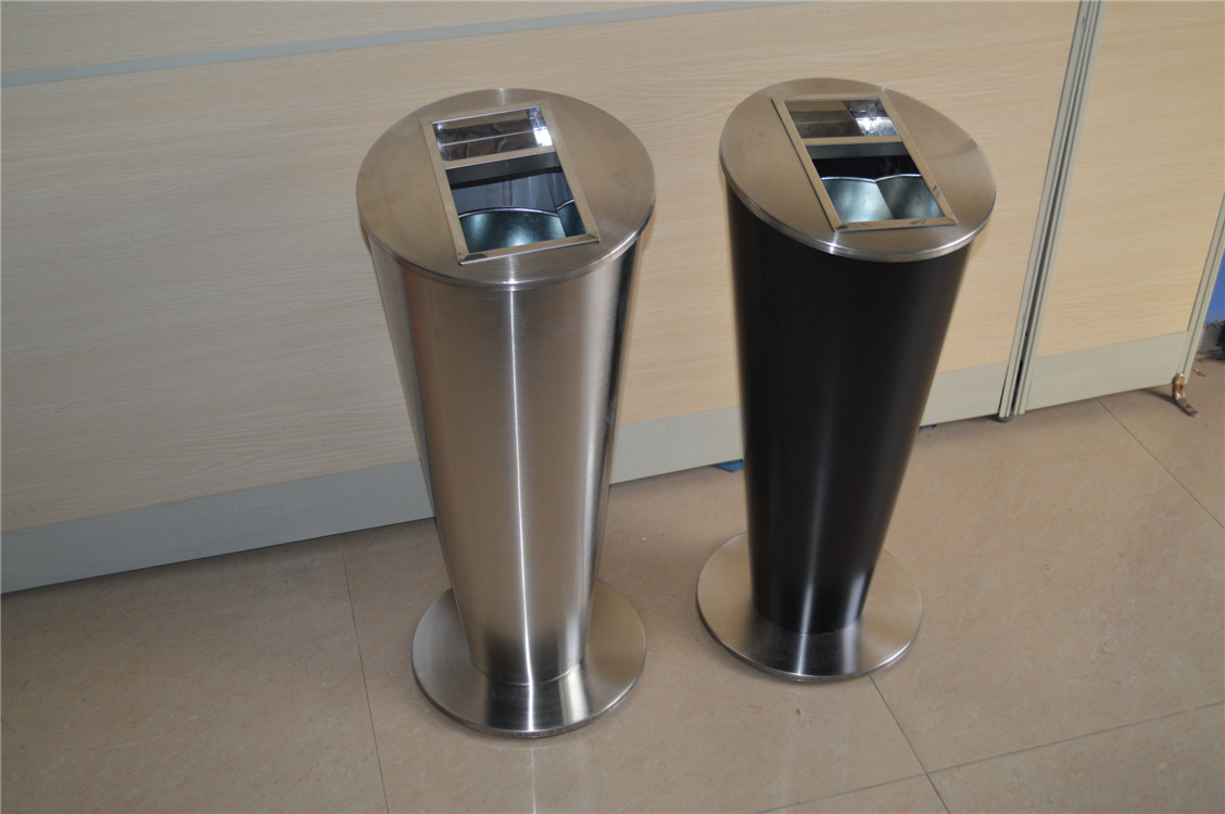 楼梯走廊 营业厅圆形不锈钢垃圾桶 高档会所园