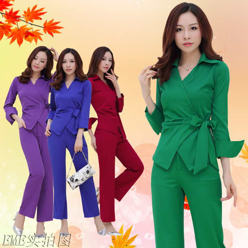 2014秋新款<em>套装</em>长袖OL气质修身<em>时尚套装女</em>潮