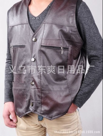 批发采购男式皮衣-新款皮<em>马夹</em>防风保暖.搭配皮