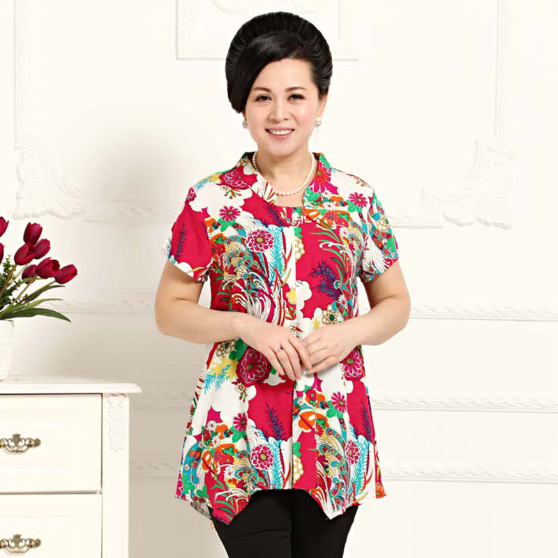批发中老年<em>夏装女款上衣</em>中年女装<em>夏装</em>短袖妈妈