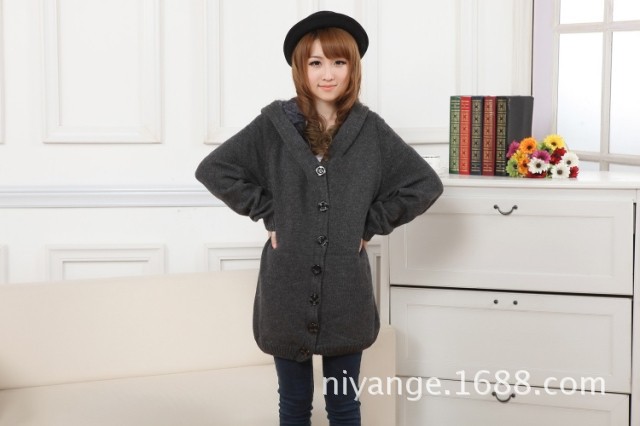 2014<em>韩版</em>女装 加绒加厚<em>毛线</em>大衣<em>女款</em>大码 长款