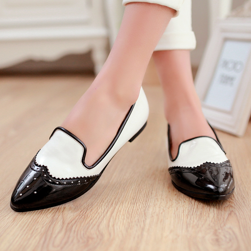 春季欧美英伦包邮单鞋女平跟鞋平底鞋复古牛津