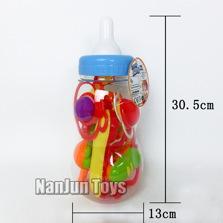 摇铃床铃-热销婴儿益智玩具 奶瓶宝宝摇铃8件
