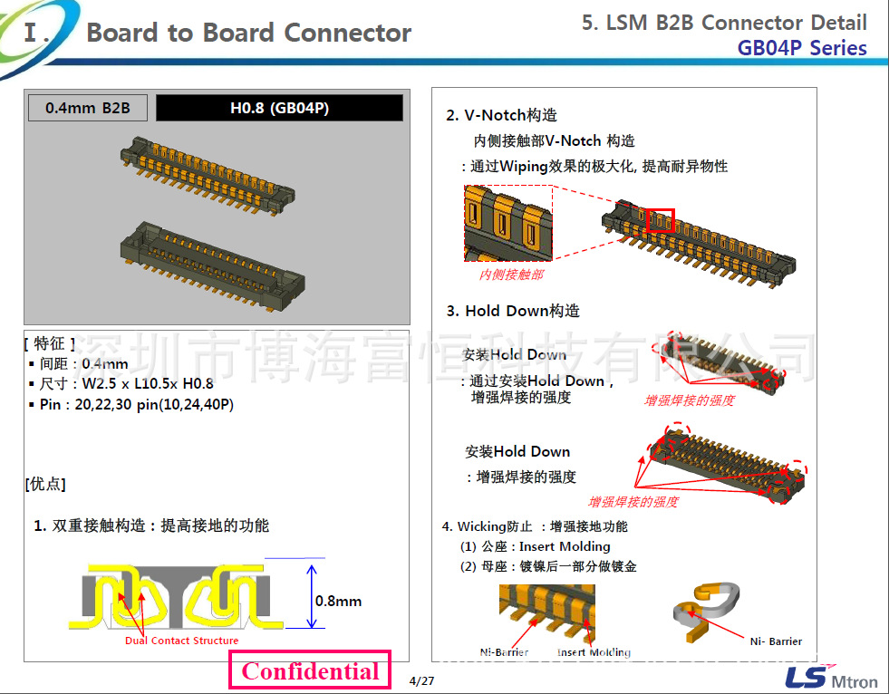 供应lg/ls手机btb连接器gb04p-24s/p-h08-e5000