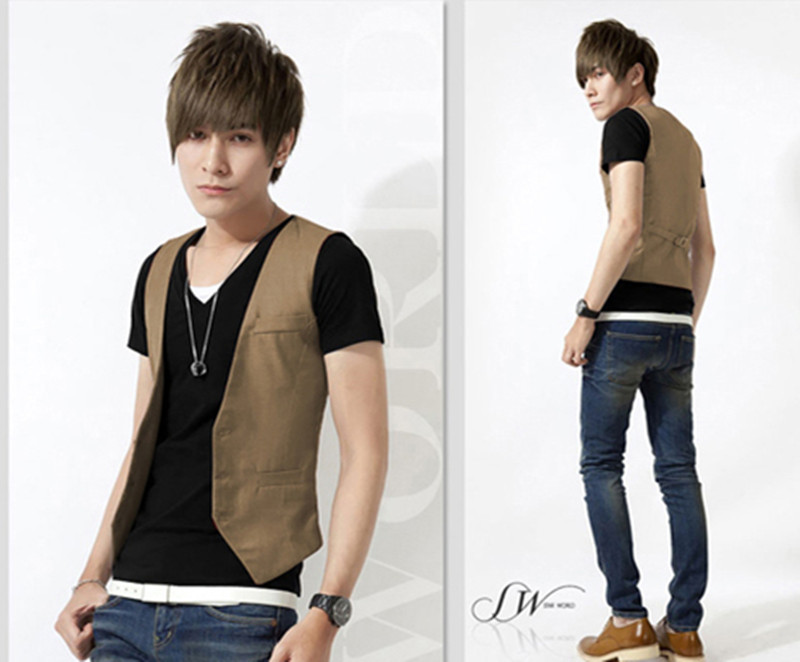 潮男春夏新款 韩版修身 6色<em>小马甲</em> <em>男士</em>时尚休