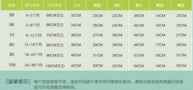 小小童尺码模板