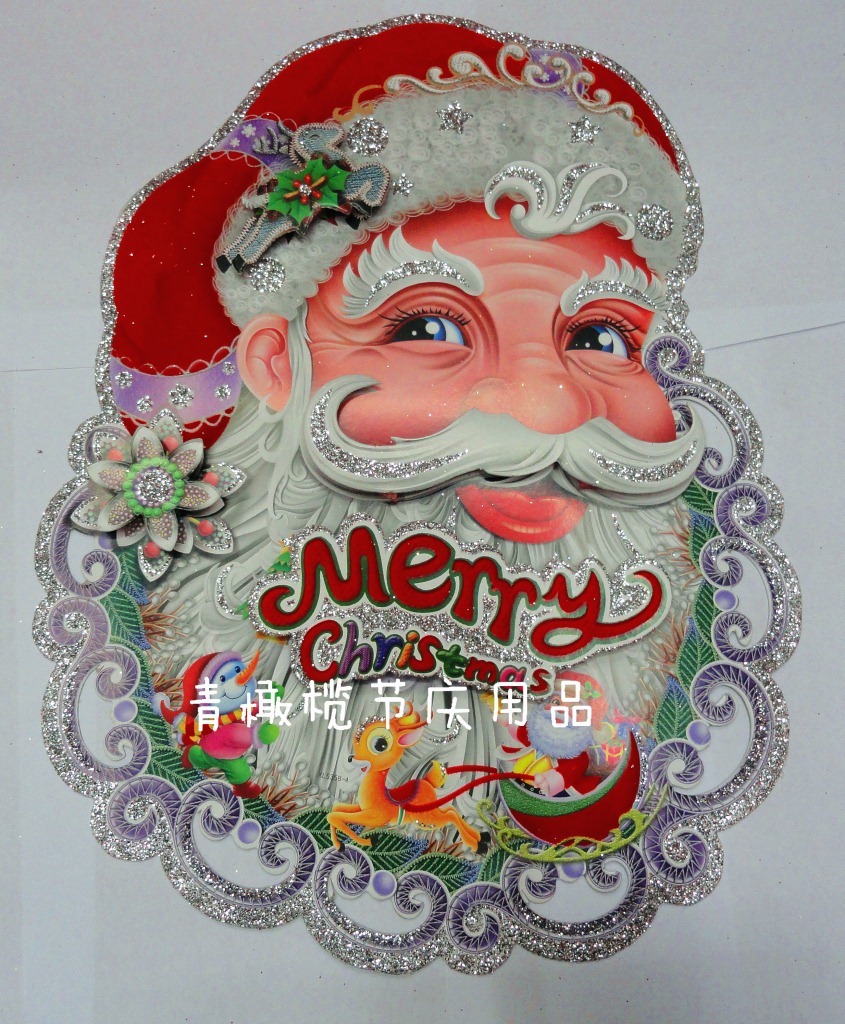 装饰贴画 圣诞贴画 金粉立体圣诞老人头贴画 阿里巴巴