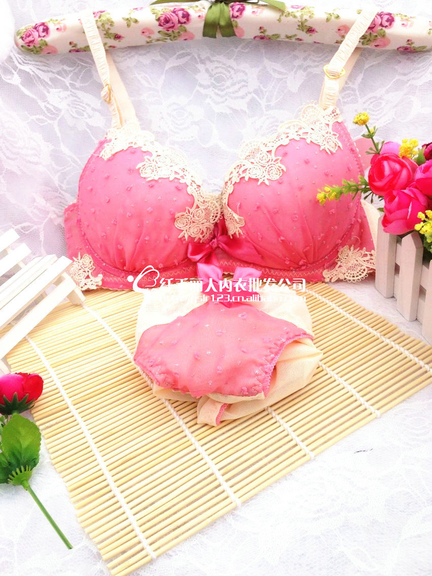 揭阳夏薄性感日韩<em>系</em>蝴蝶结公主<em>文胸</em>套装少女胸