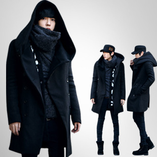 批发采购男式风衣-秋冬新品毛呢大衣韩版修身