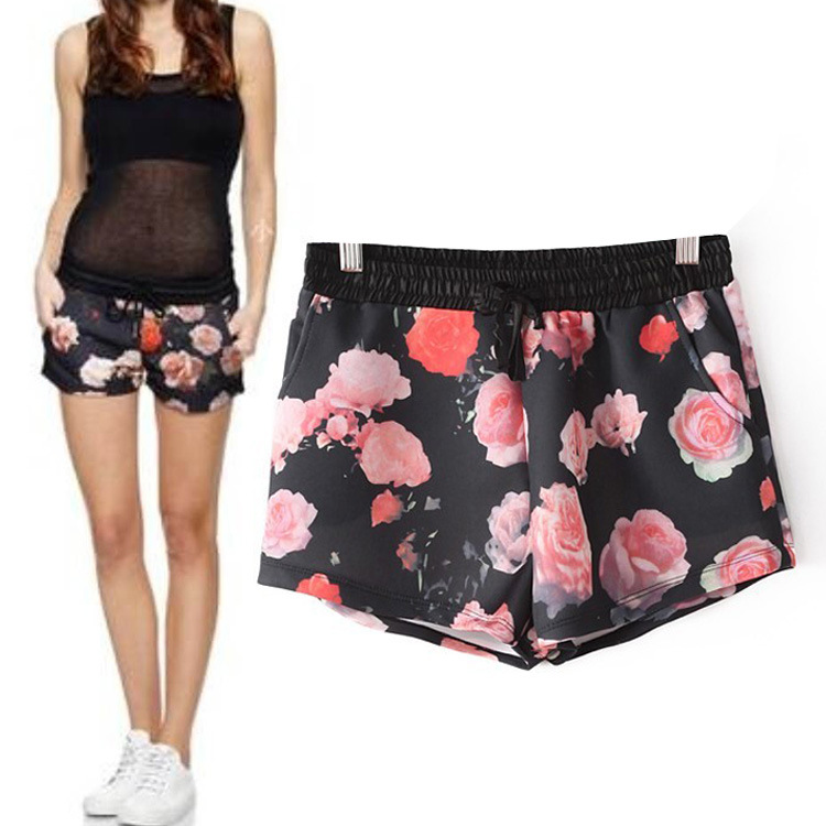 adidas三叶草女款<em>范冰冰</em>玫瑰花朵<em>运动短裤</em> F7