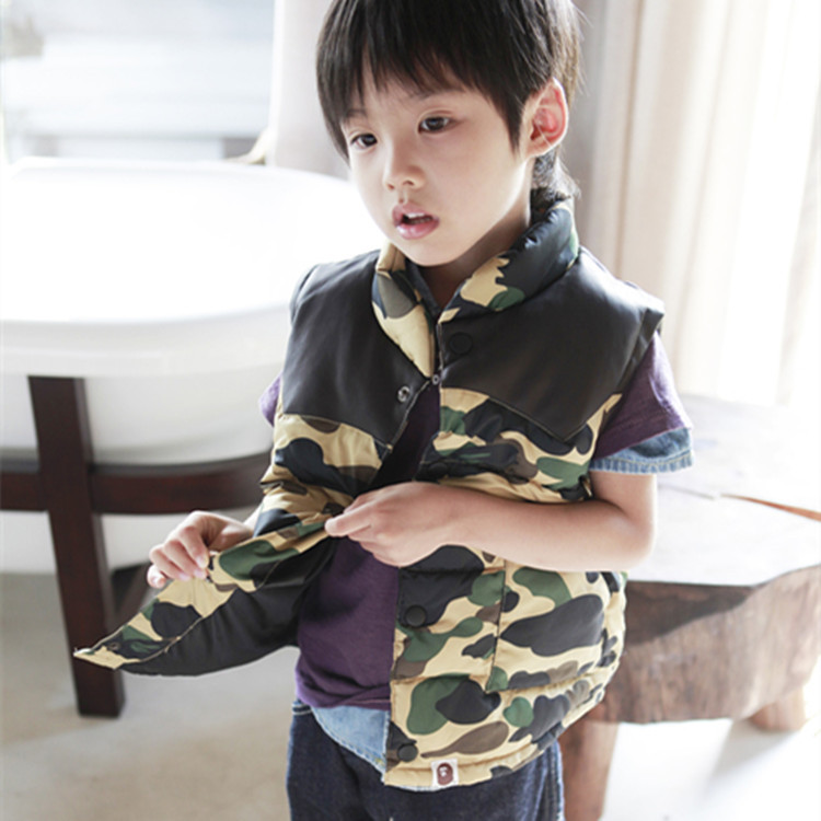 2014新款童装 春夏韩版时尚迷彩男童<em>棉马甲</em> 童