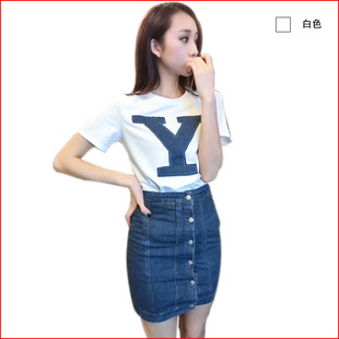 采购女式T恤-2014新品短袖T恤+半身牛仔裙韩