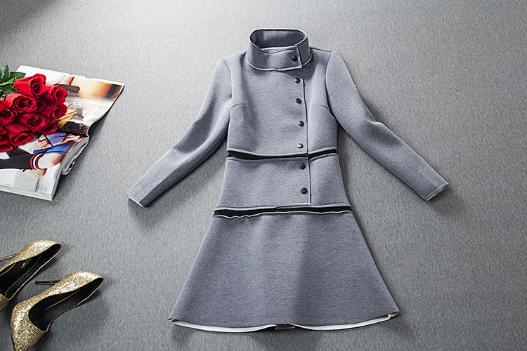 欧洲站2014新款女装立领单排扣网纱性感修身气质连衣裙一件代发