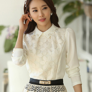 批发采购女式衬衫-6004#春秋新款蕾丝衫韩版