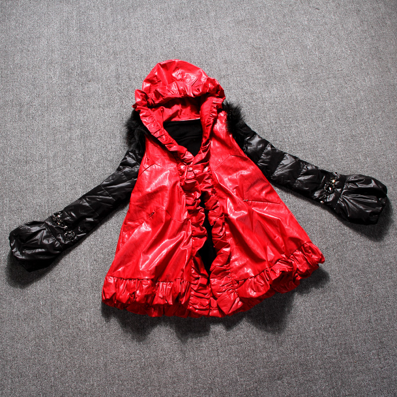 欧洲站2014新款毛领连帽PU<em>皮马甲</em>外套 <em>图片</em>_