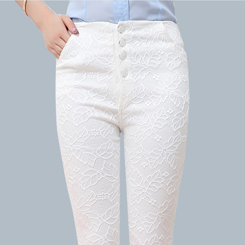 2014夏季新款女裤长款 韩版高腰紧身蕾丝休闲