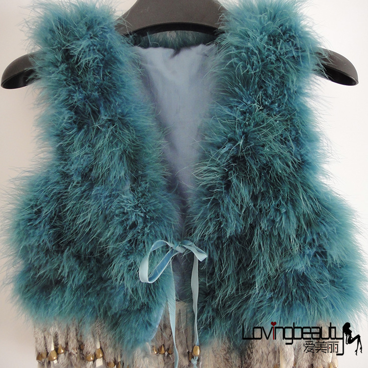 2014英伦新潮秋冬新款鸵鸟毛<em>流苏皮草马甲</em> 短