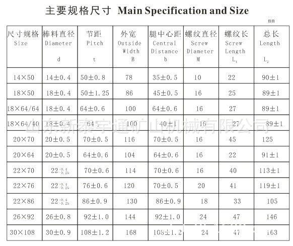 提升机链钩参数