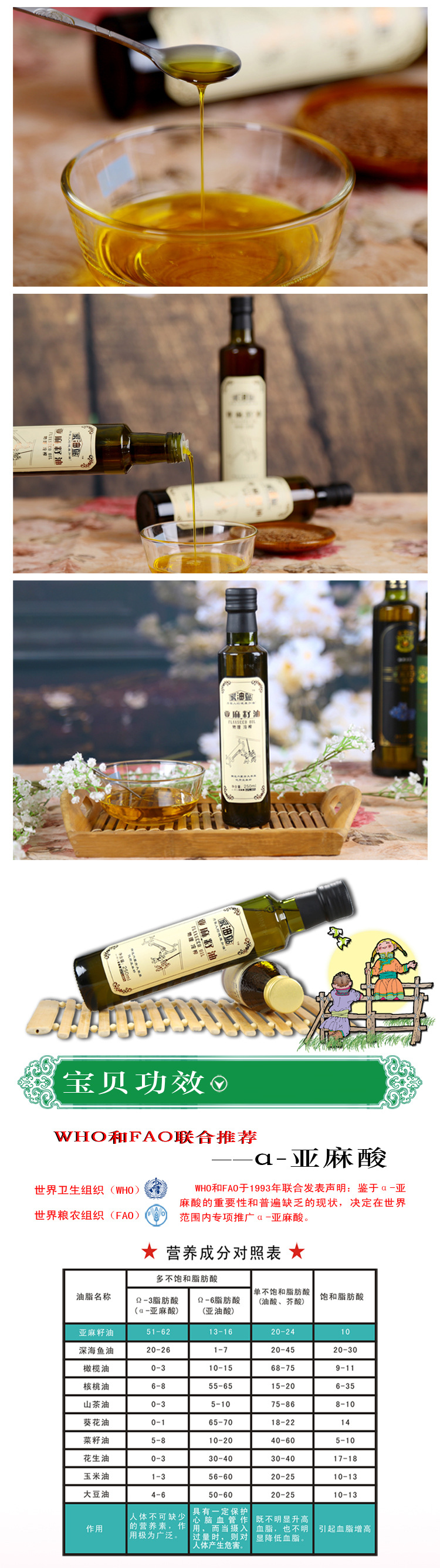 內(nèi)蒙亞麻籽油 初級冷榨 250ml 調(diào)節(jié)三高 補腦 通便 中秋送禮