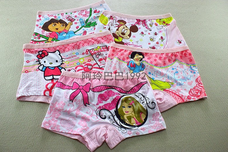 迪士尼 白雪公主 粉色女童四角莫尔代平角裤配夏装裙子的儿童内裤