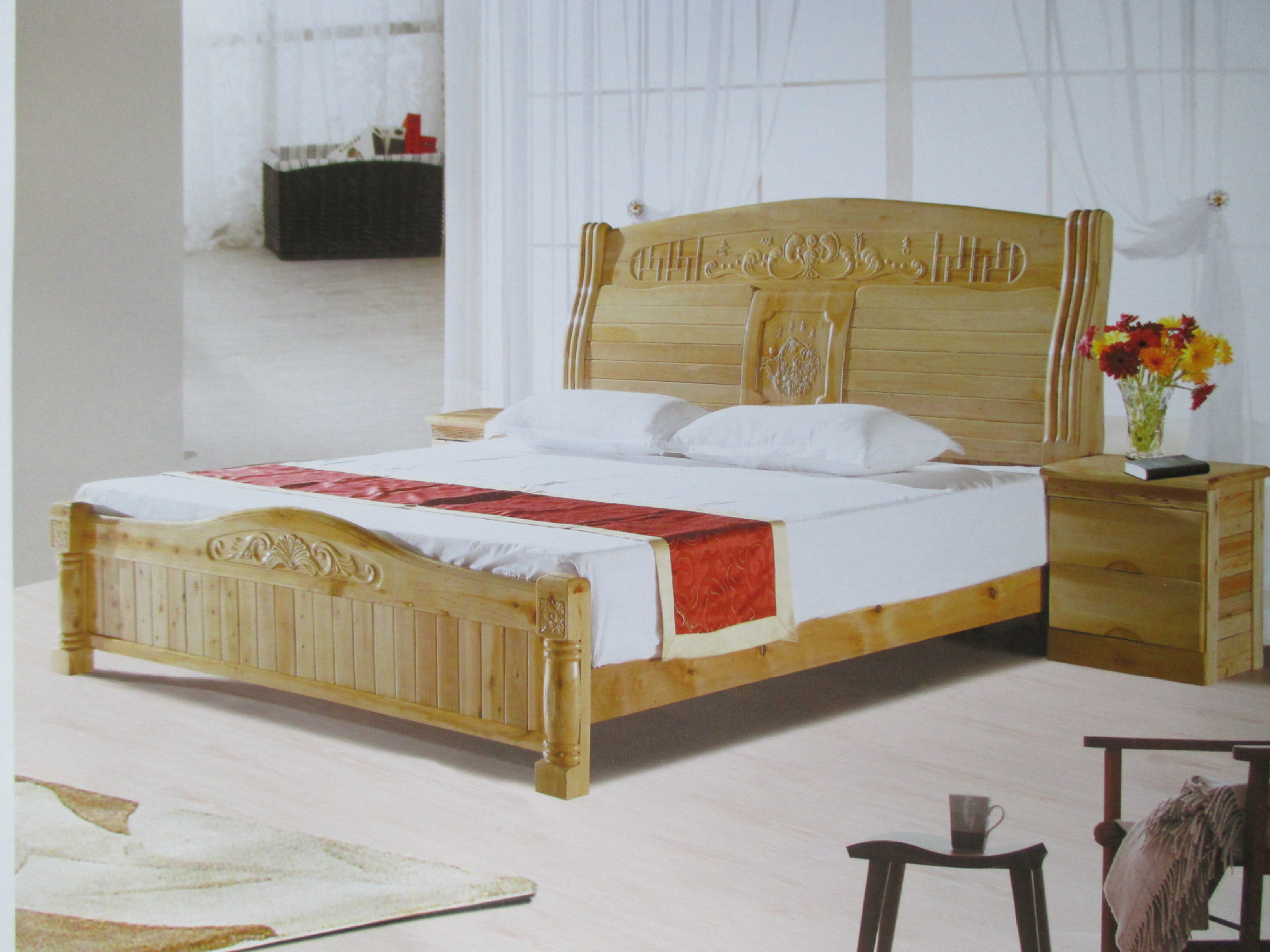 床类-柏木家具 柏木床 1.8米香柏木双人床 经典