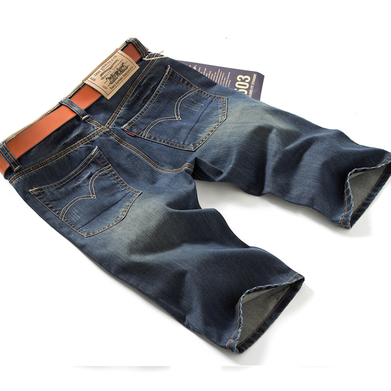 短<em>牛仔</em>裤<em>男士牛仔短裤</em>批发 男式直筒五分牛仔