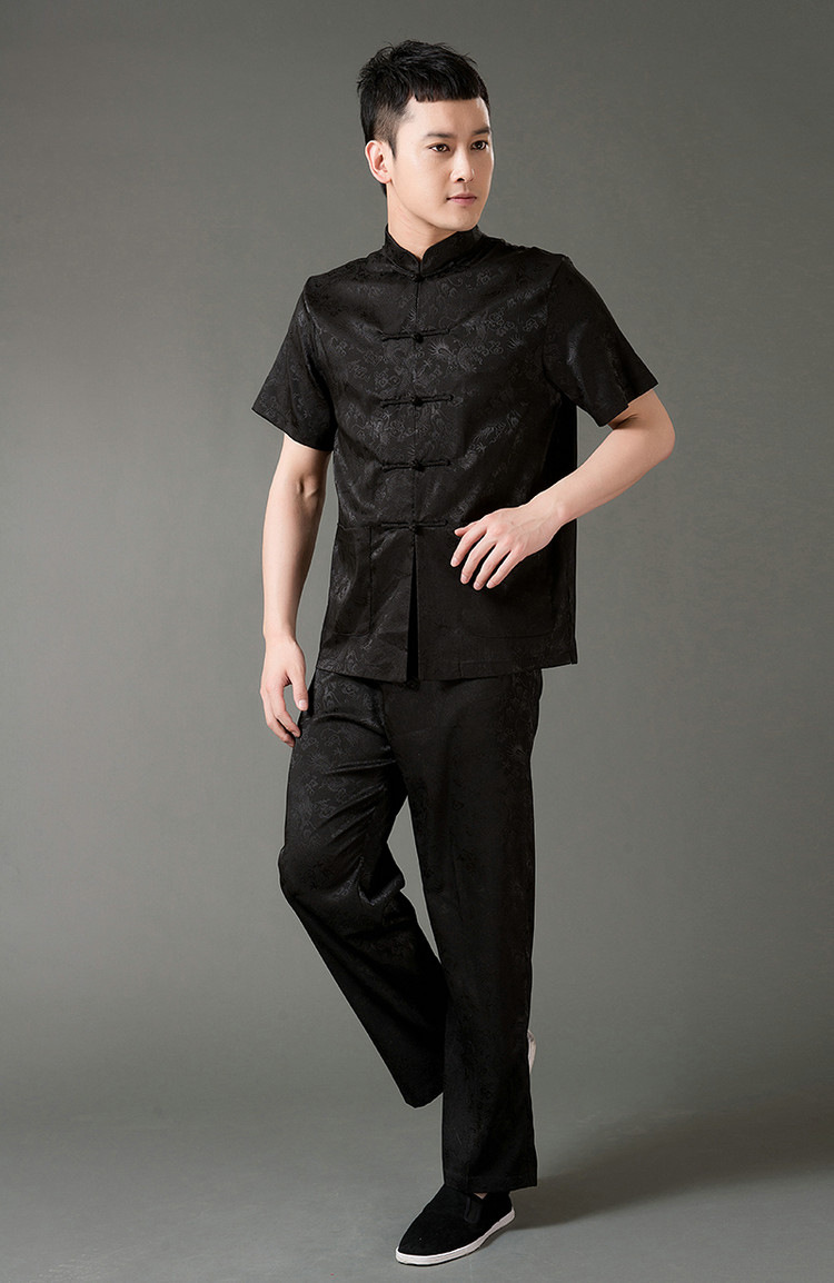 Silver armor Tang is short-sleeved and older Chinese men and men's summer Chinese Embroidery long trousers Kit Han-male black 185 pictures, price, brand platters! Elections are good character, the national distribution, so why buy now enjoy more preferential! Health