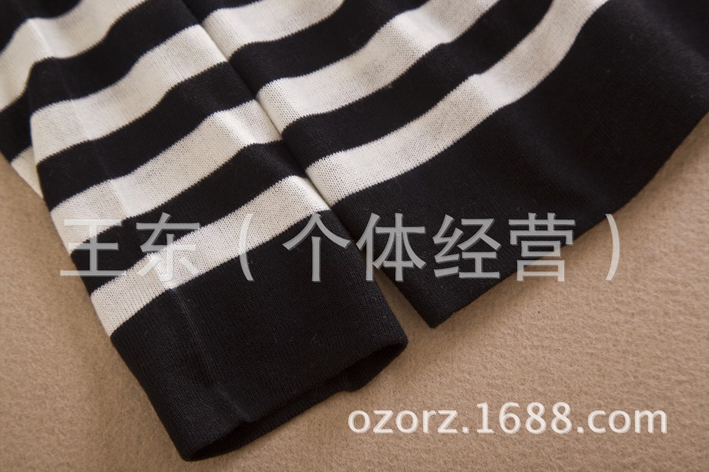 巴黎时光欧美外贸原单女装春秋款海魂衫条纹打底衫