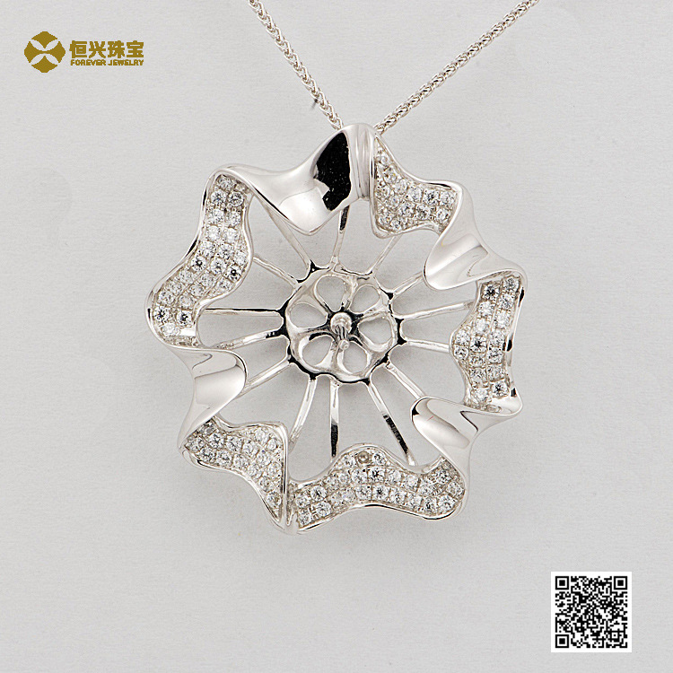 正品,18K金吊坠空托,金珍珠,海水,淡水珠裸珠配件定制,女