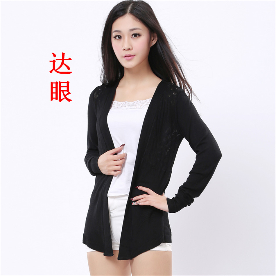 【岱丽尹修身针织衫<em>开衫 夏季新款</em>V领空调衫新