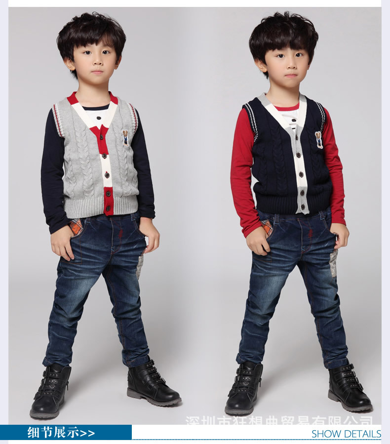 童装 品牌针织衫纯棉2014儿童马甲 男童毛线背
