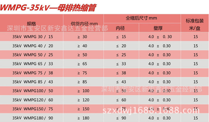 绝缘套管-沃尔高压1k0V连续母排绝缘热缩套管