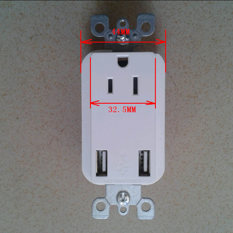 美式双usb插座 15a美标插座 一位3孔美规墙壁插座带usb