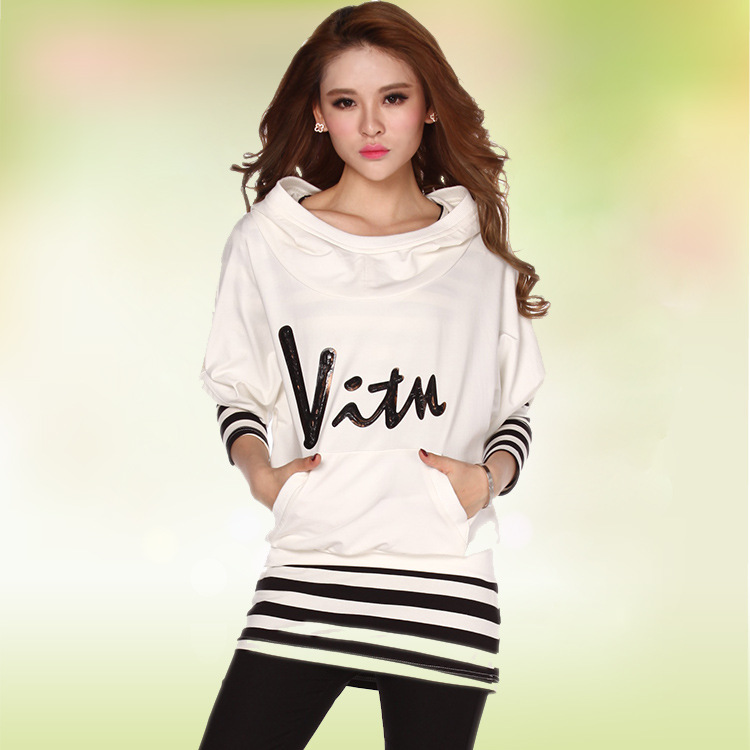 2014<em>春季女装</em> 韩版<em>两件套</em>女装 全棉黑白套头双