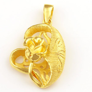 批发采购项坠-婚庆饰品 玫瑰花黄金项链吊坠 女