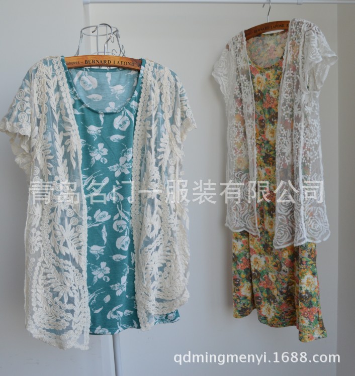 工厂批发 <em>日系小开衫</em> 夏季百搭 精致镂空蕾丝花