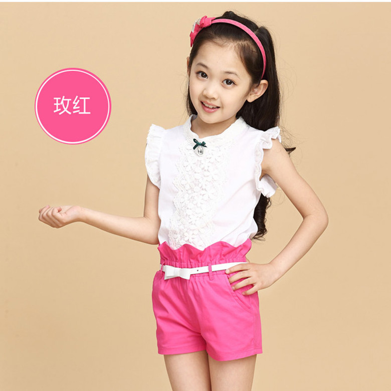 童装夏装2014新款3-12岁儿童 休闲 女孩短裤T