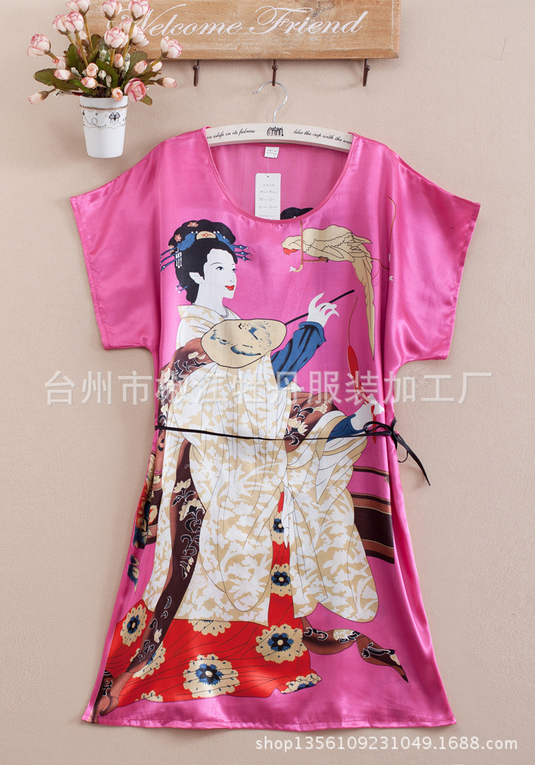 <em>睡袍</em>、浴袍-2014夏季女款<em>睡衣</em>家居服古典<em>美女</em>