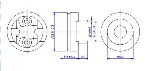 12055大孔蜂鳴器尺寸