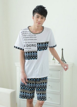 零售包邮优雅休闲<em>夏季</em>短袖<em>男士睡衣圆领</em>套头短