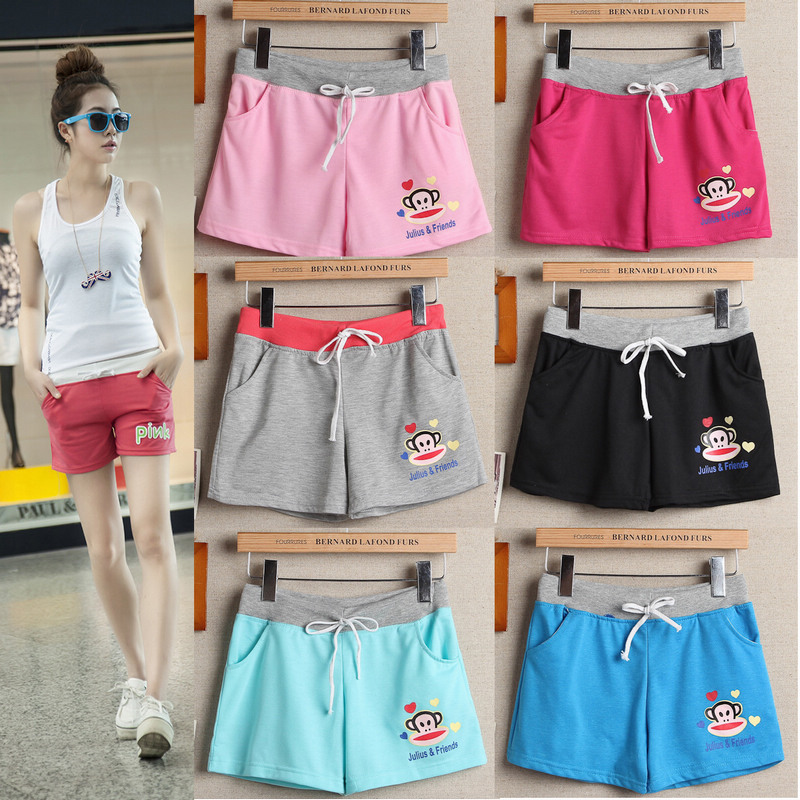 2014夏季韩版纯棉运动<em>短裤女</em> 糖果色松紧腰热