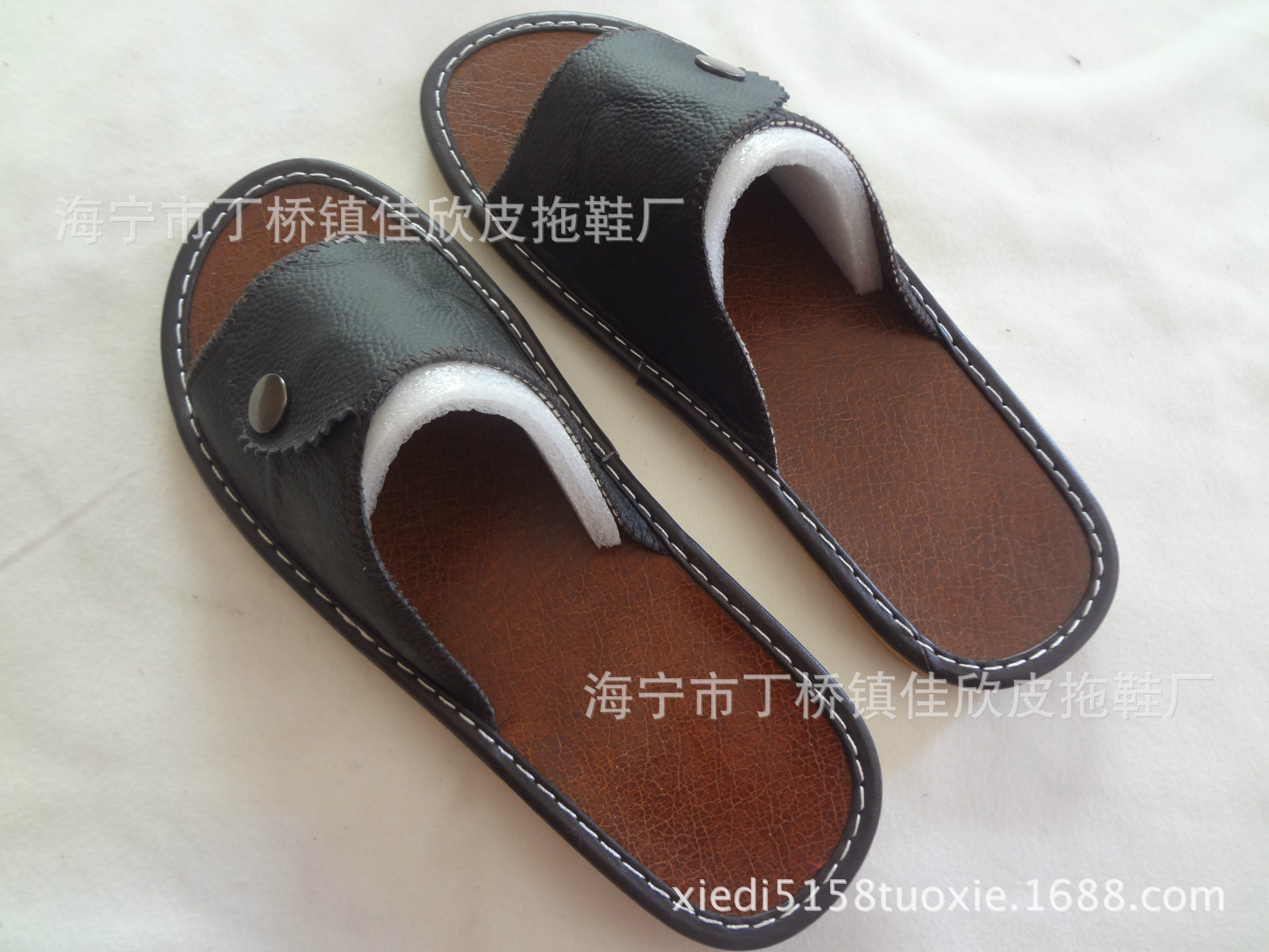 2014真皮凉拖鞋 l海宁皮拖鞋 真皮 牛筋底 厂家低价批发热卖中