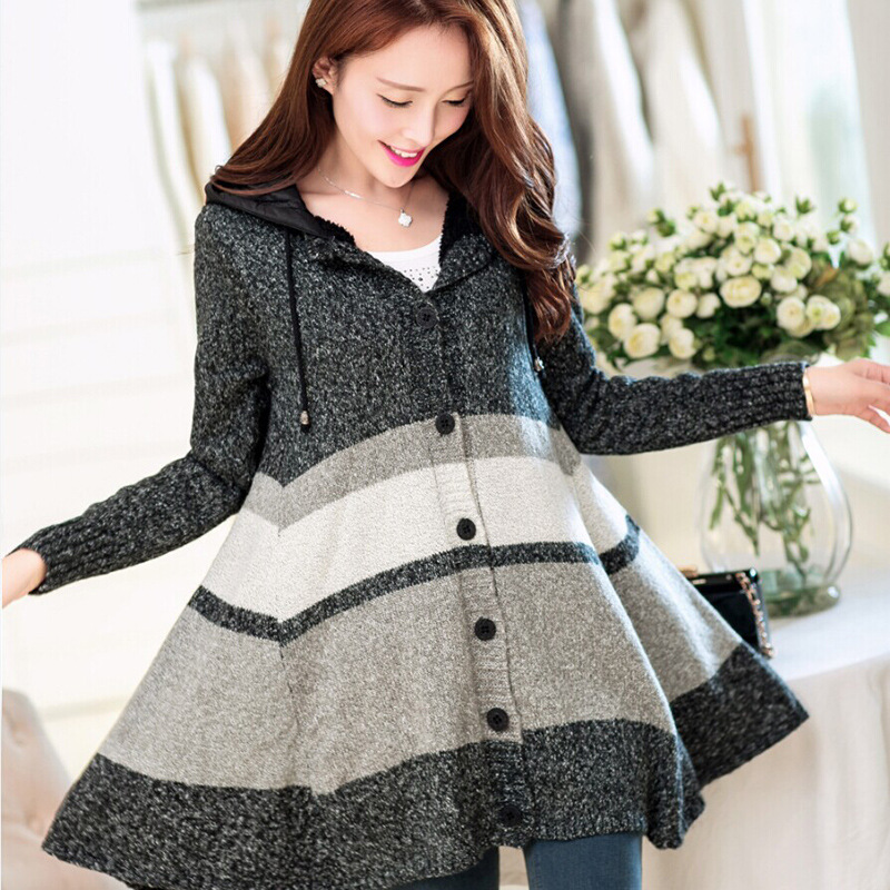 2014秋装新款女装<em>中长款</em>外搭<em>开衫加绒</em>加厚连