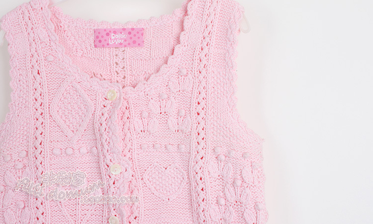 童<em>马甲</em>-<em>女童</em>纯棉钩花<em>马夹</em> 大童<em>春秋款</em>针织<em>马甲</em>