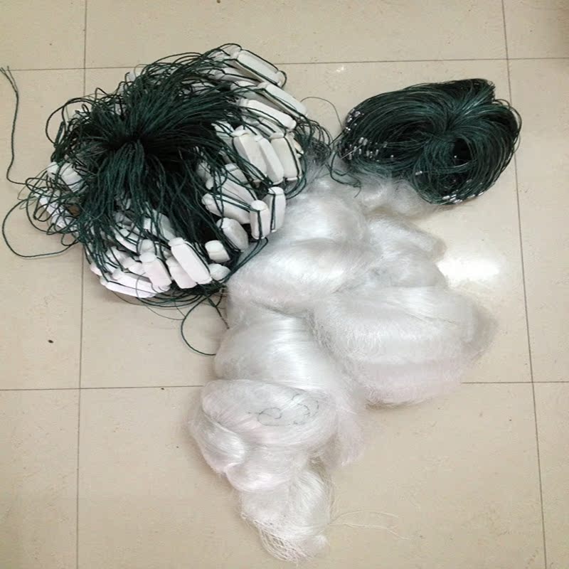 2014新产品10米6指三层沉网100米捕鱼渔网/丝网挂网/厂家批发