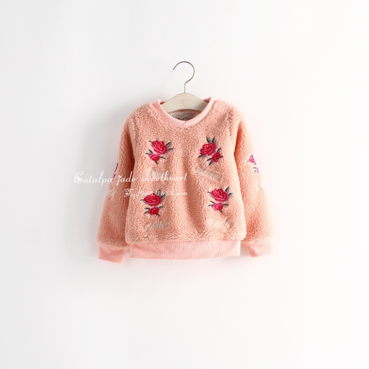 甜心 秋冬新款 韩版 外贸童装 绣花花朵<em>女儿童</em>毛