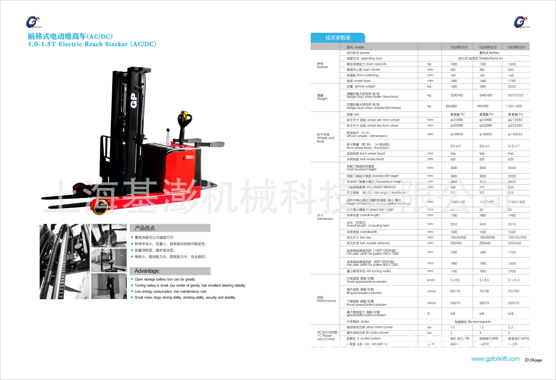 前移式电动堆高车1.0-1.5T