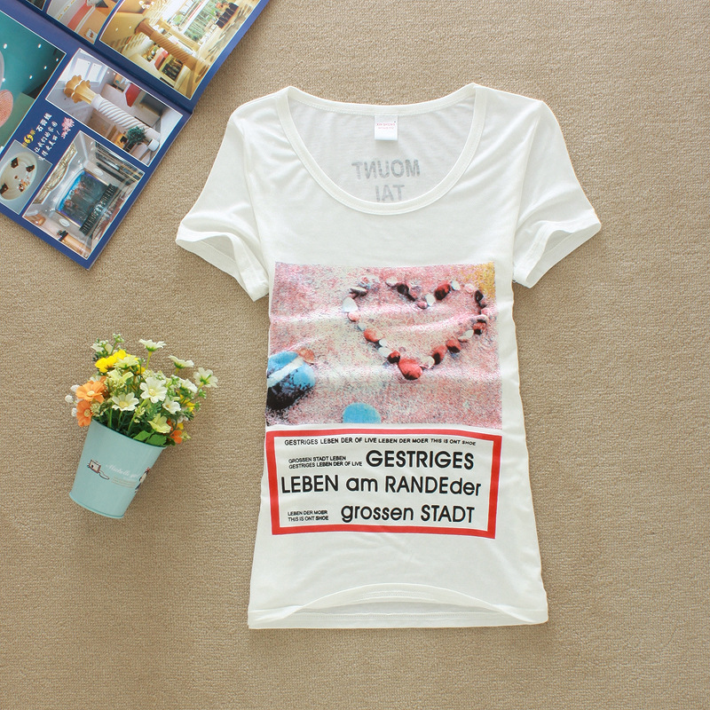 女装t恤厂家直销 2014夏季新品时尚高级丝光印