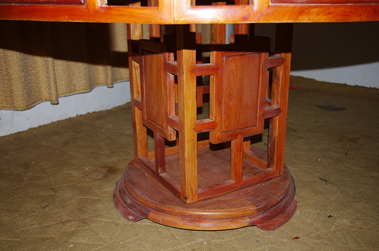 花梨木圆餐桌九件套-7