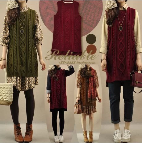 2014春装新款森女 麻花编织宽松<em>套头针织</em>背心